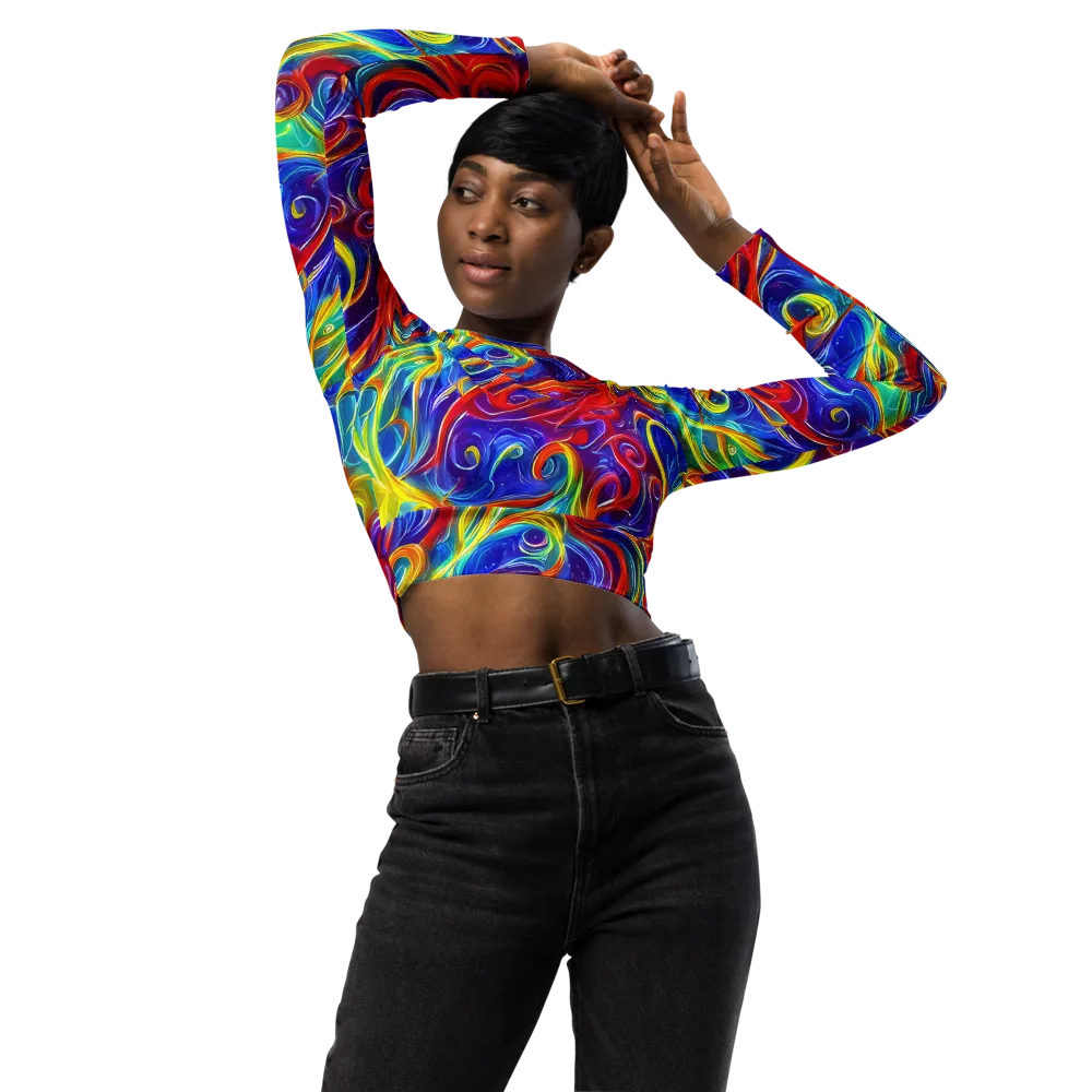 Voltage Paisley on Long Sleeve Crop Top — Front