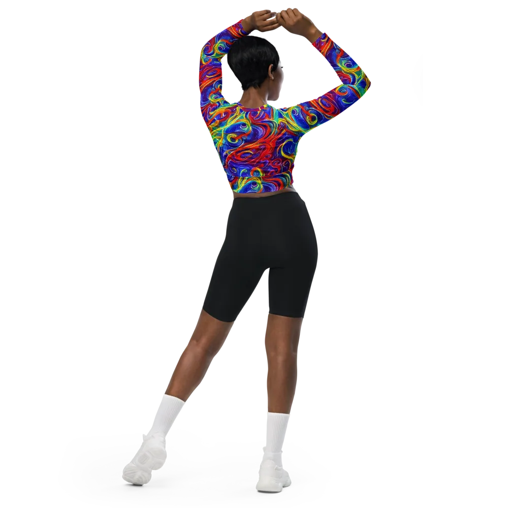 Voltage Paisley on Long Sleeve Crop Top — Back