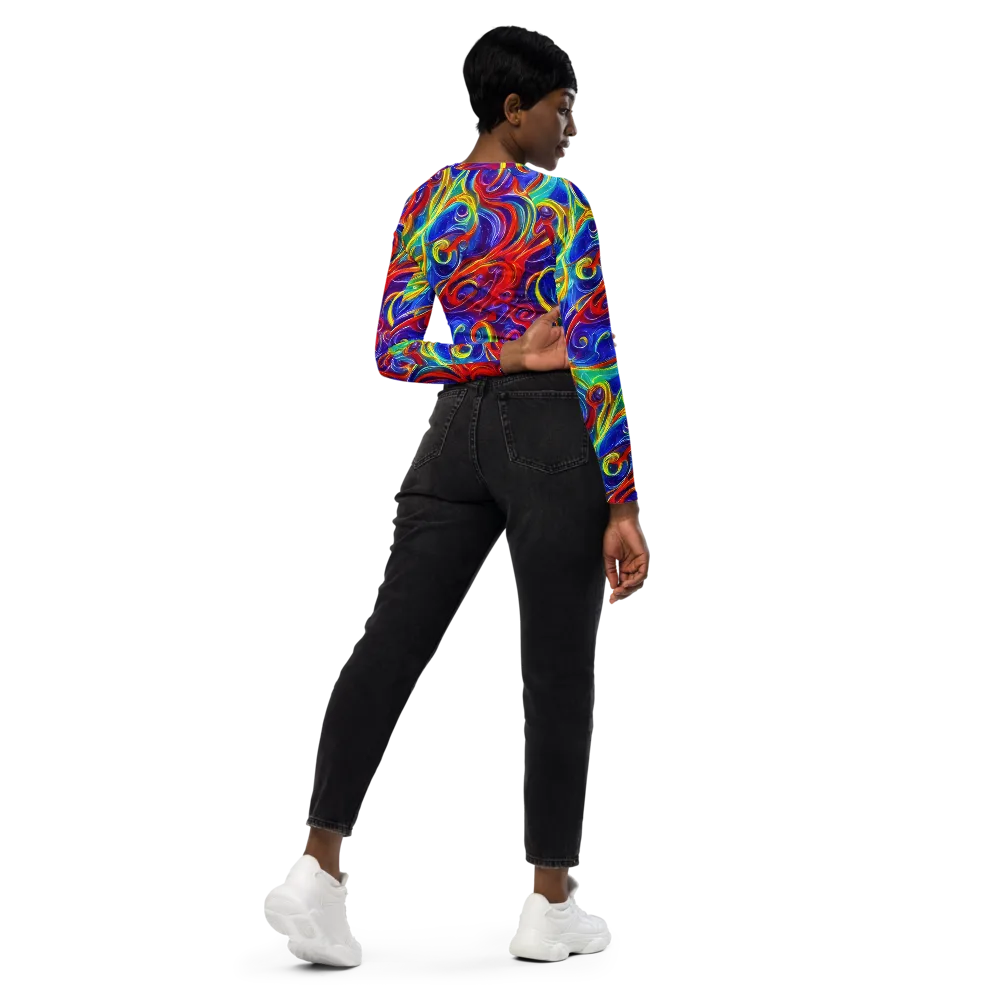 Voltage Paisley on Long Sleeve Crop Top — Right Back