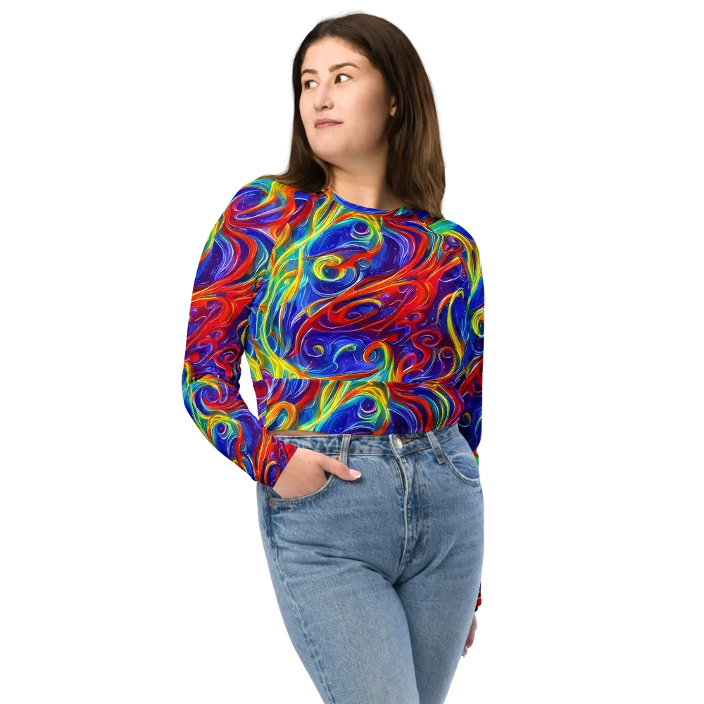 Voltage Paisley on Long Sleeve Crop Top — Front