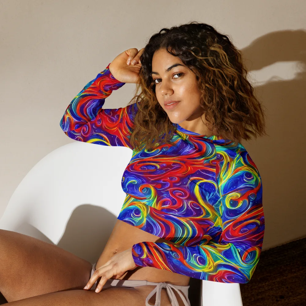 Voltage Paisley on Long Sleeve Crop Top — Left Front