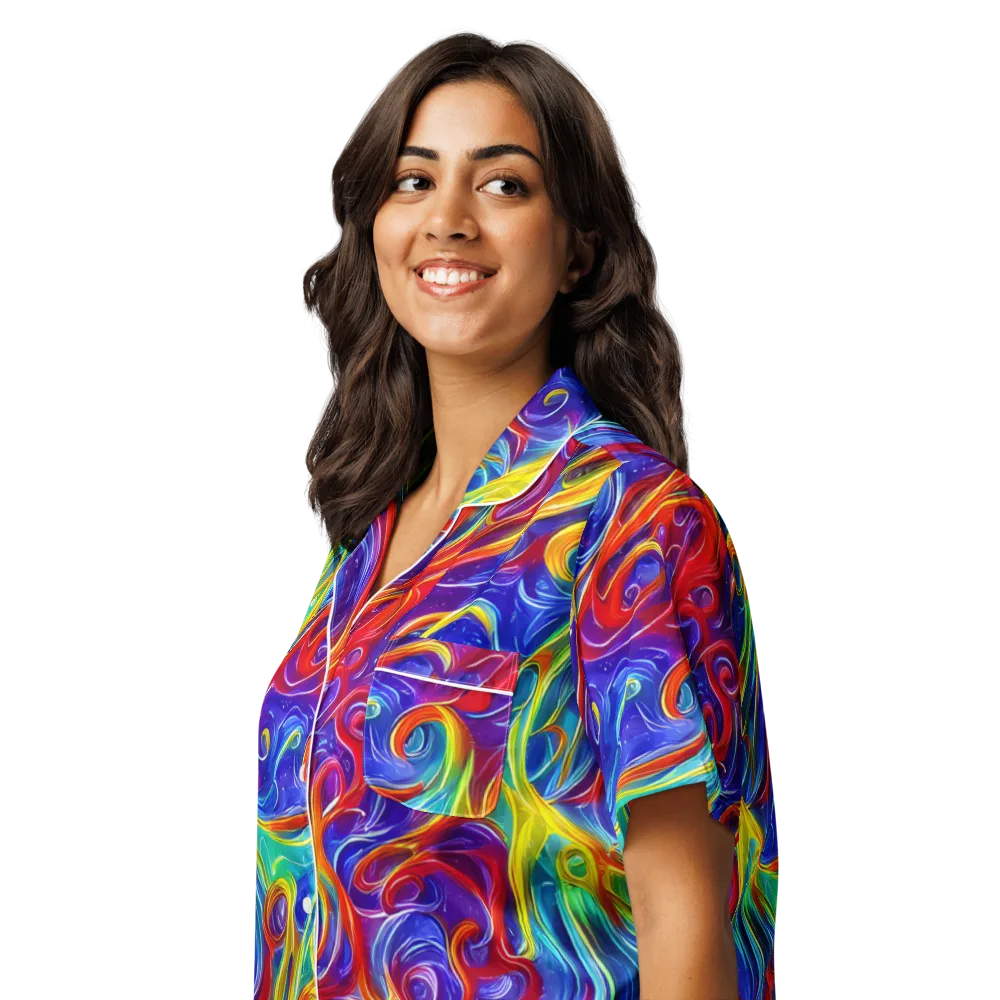 Voltage Paisley on Women's Short Sleeve Pajama Top — Left Front