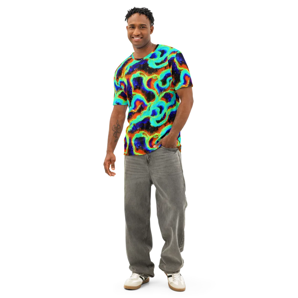 Solar Seafoam on Men's Cotton Crew Neck T-Shirt — Front