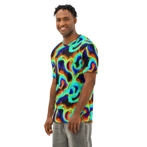 Solar Seafoam on a Men's Cotton Crew Neck T-Shirt