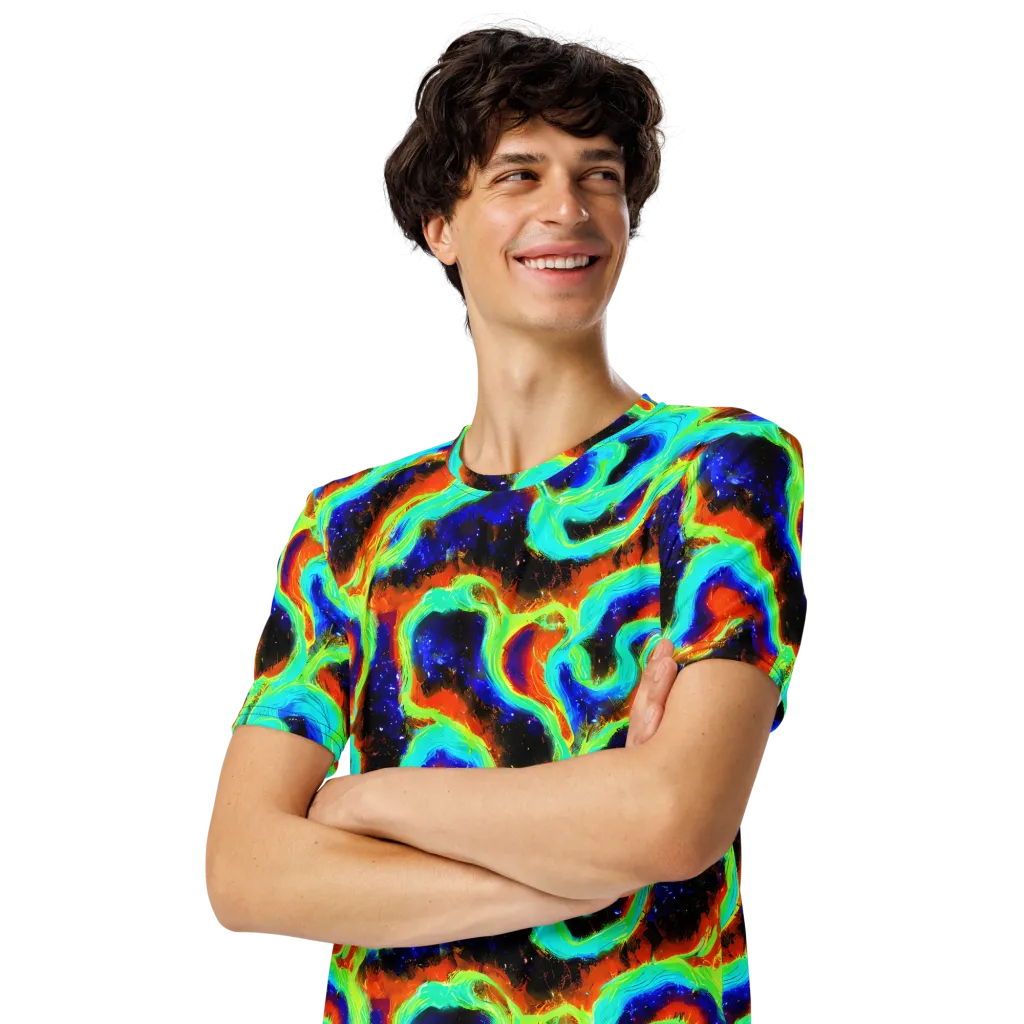 Solar Seafoam on Men's Crew Neck T-Shirt — Left Front