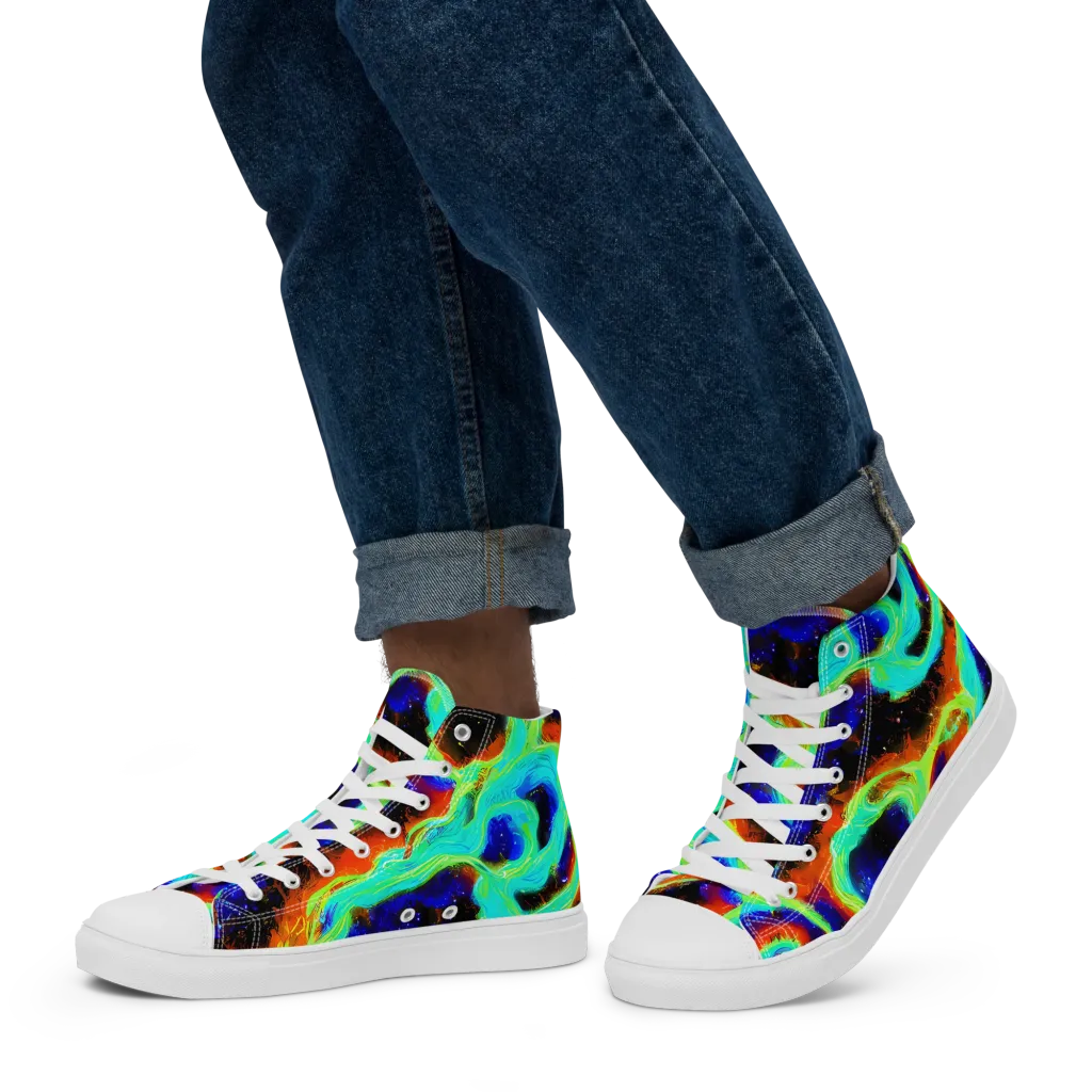Solar Seafoam on Men's High Top Canvas Shoes — Left