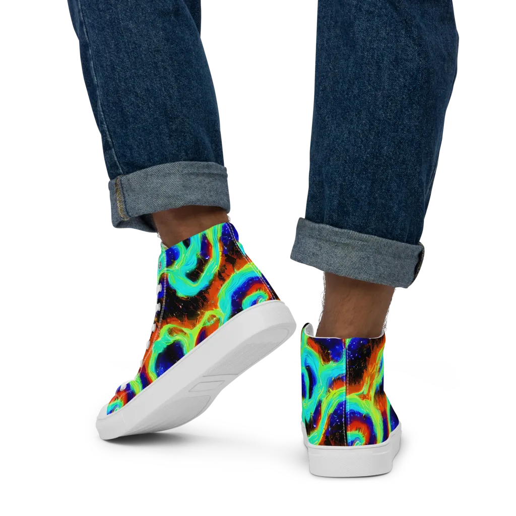Solar Seafoam on Men's High Top Canvas Shoes — Back