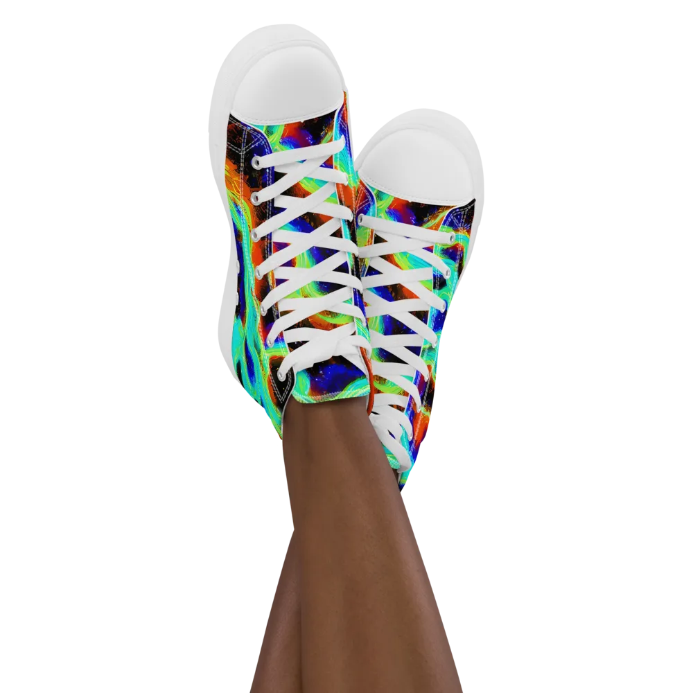 Solar Seafoam on Women's High Top Canvas Shoes — Front