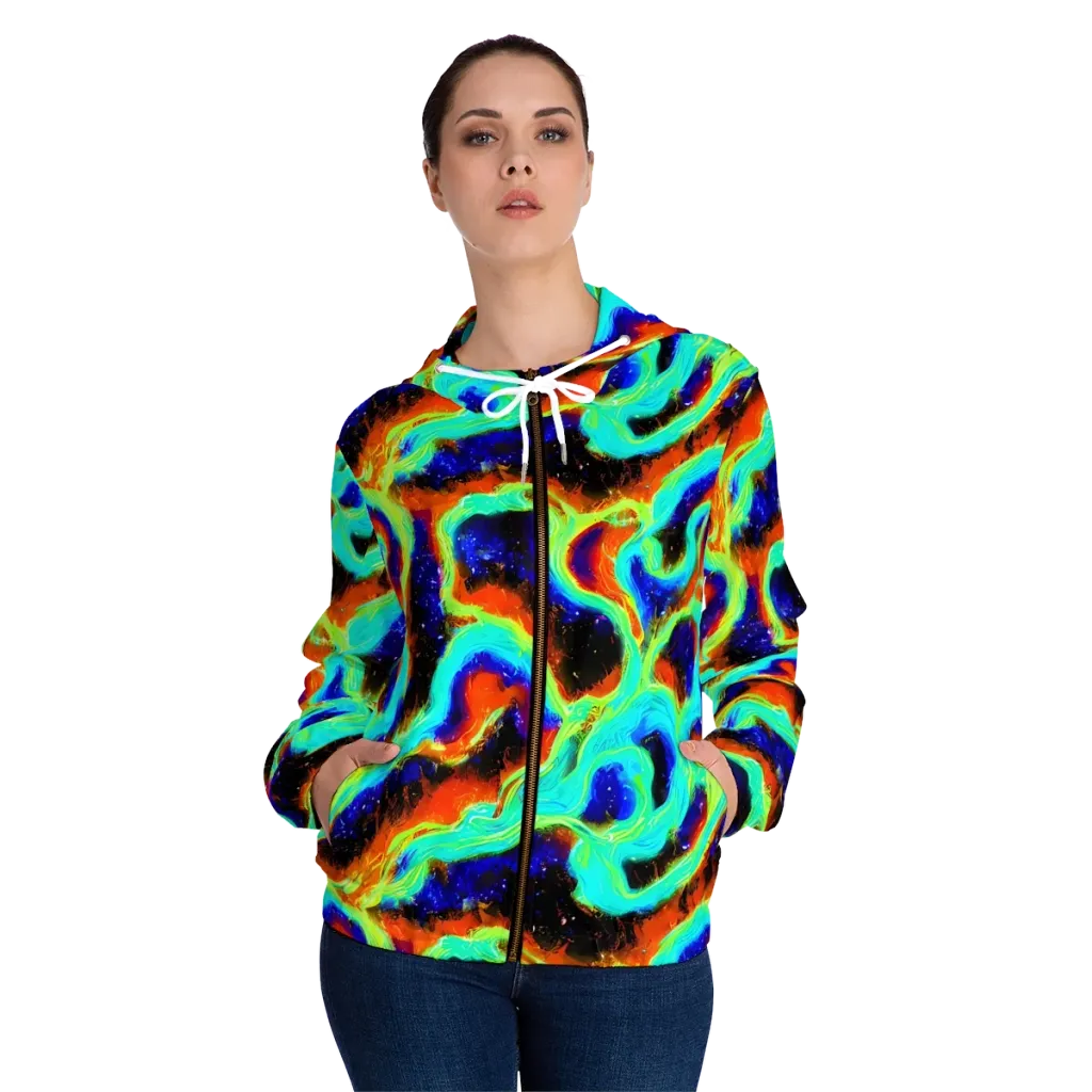Solar Seafoam on Women's Full-Zip Hoodie — Front On Person