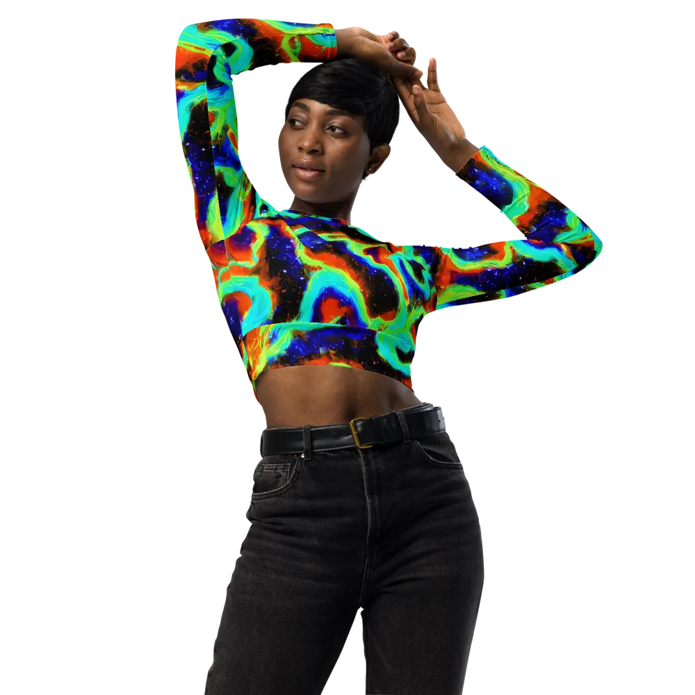 Solar Seafoam on Long Sleeve Crop Top — Front