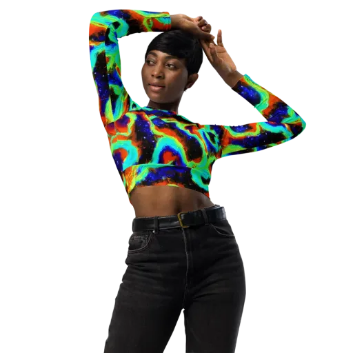 Solar Seafoam on a Long Sleeve Crop Top