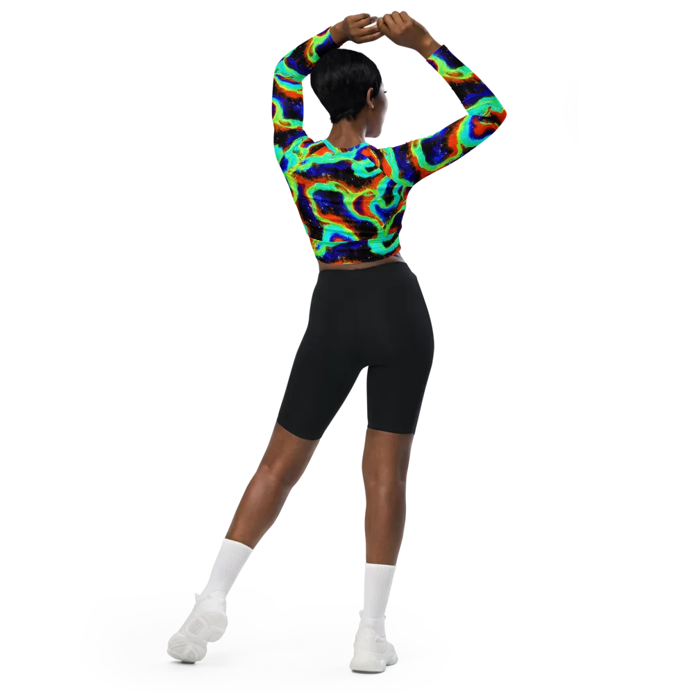 Solar Seafoam on Long Sleeve Crop Top — Back