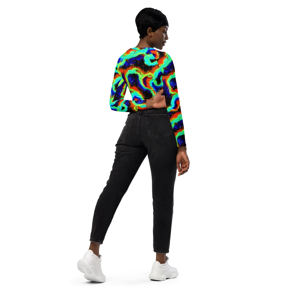 Solar Seafoam on Long Sleeve Crop Top — Right Back