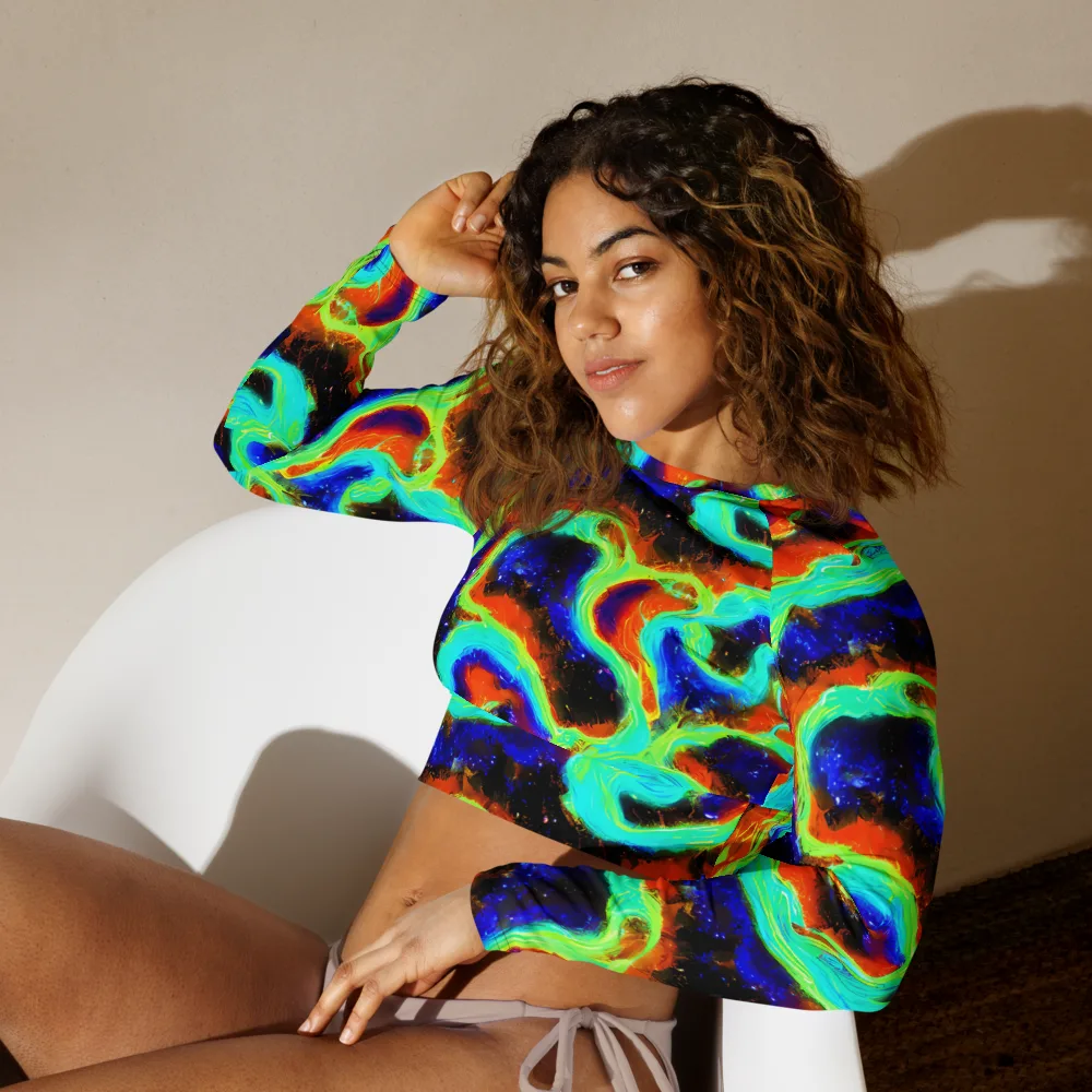 Solar Seafoam on Long Sleeve Crop Top — Left Front