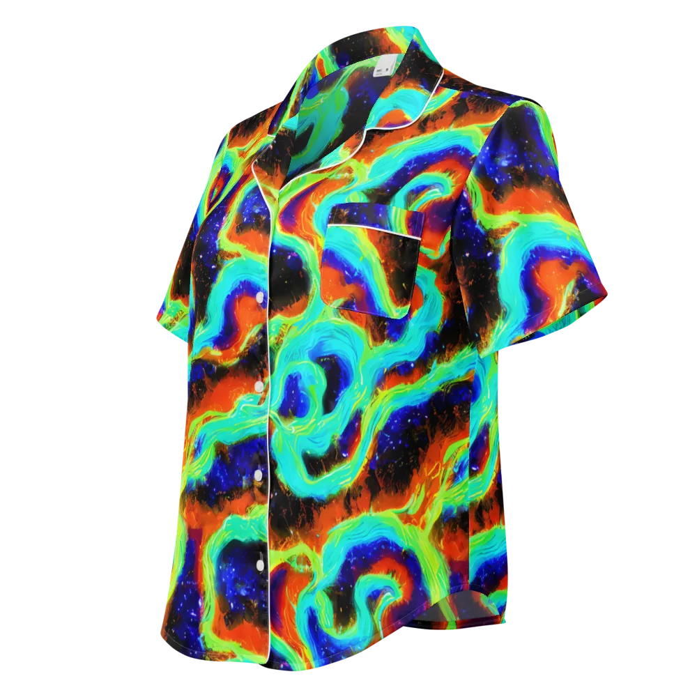 Solar Seafoam on Women's Short Sleeve Pajama Top — Left Front