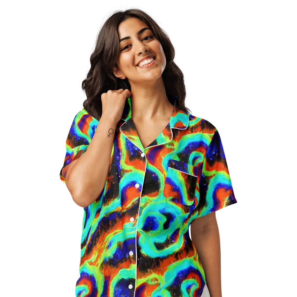Solar Seafoam on Women's Short Sleeve Pajama Top — Front