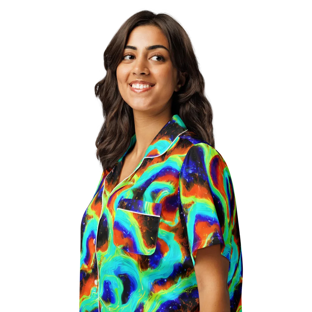 Solar Seafoam on Women's Short Sleeve Pajama Top — Left Front