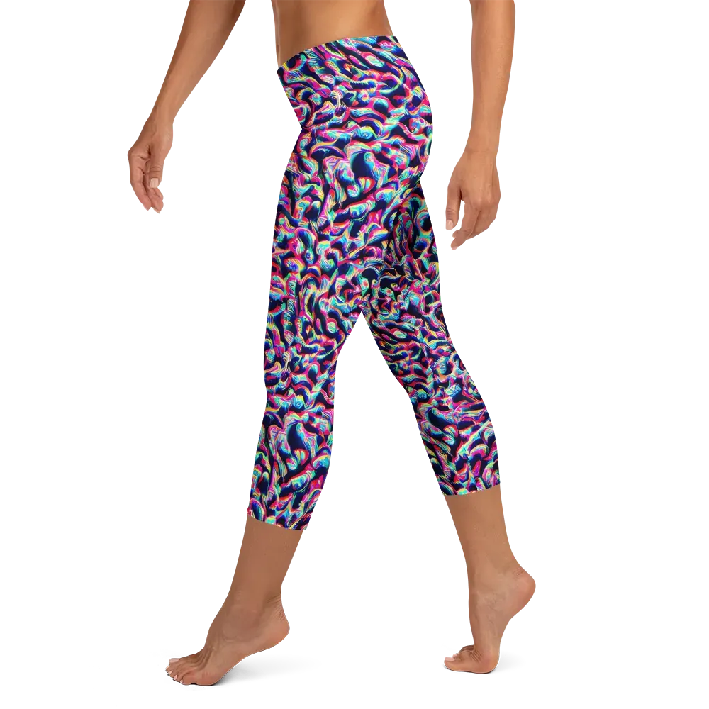 The Chromatic Wave on Capri Leggings — Left