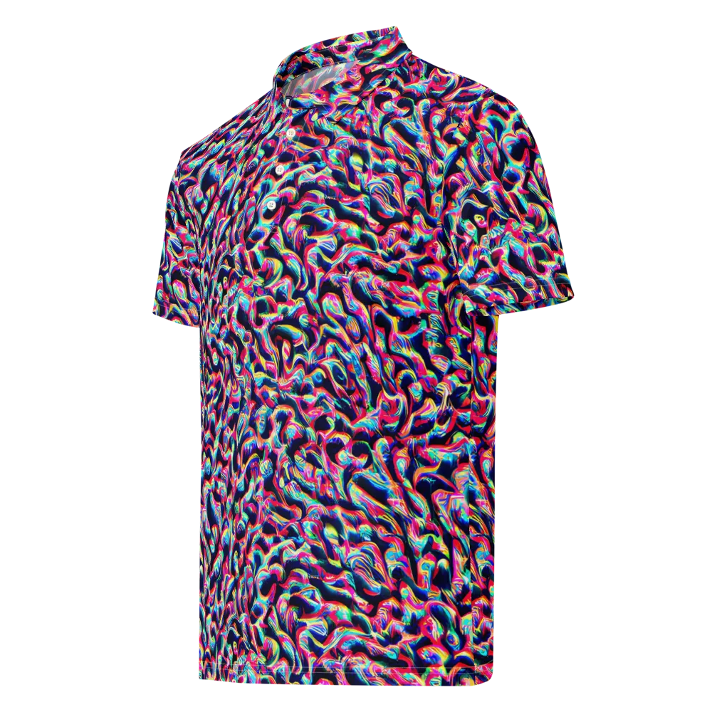 The Chromatic Wave on Men's Slim Fit Polo Shirt — Left Front