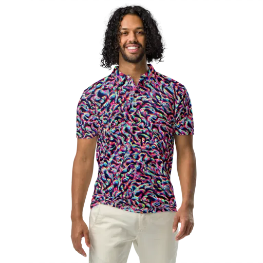 The Chromatic Wave on a Men's Slim Fit Polo Shirt