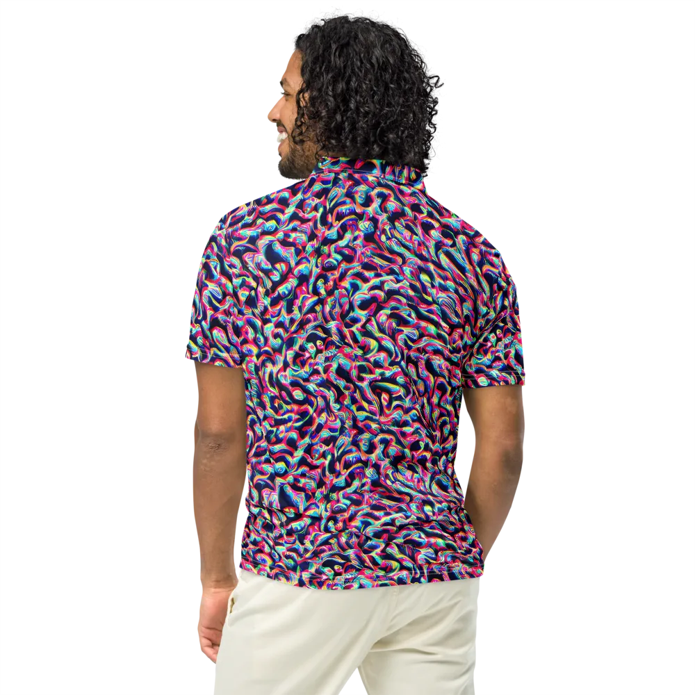 The Chromatic Wave on Men's Slim Fit Polo Shirt — Back