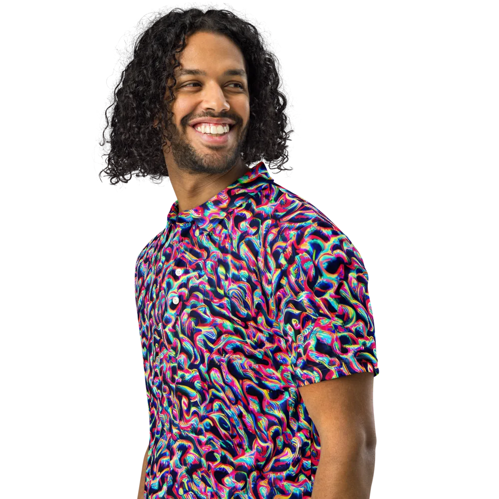 The Chromatic Wave on Men's Slim Fit Polo Shirt — Left Front