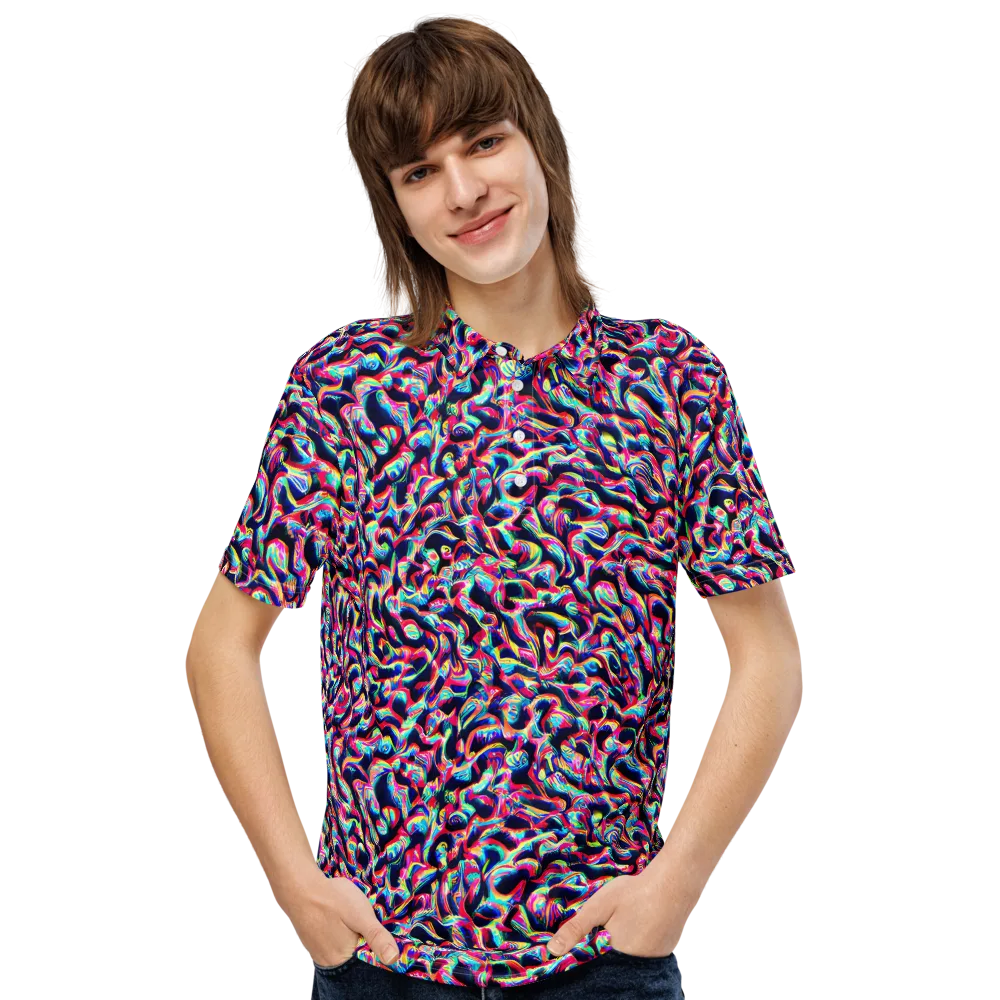 The Chromatic Wave on Men's Slim Fit Polo Shirt — Front