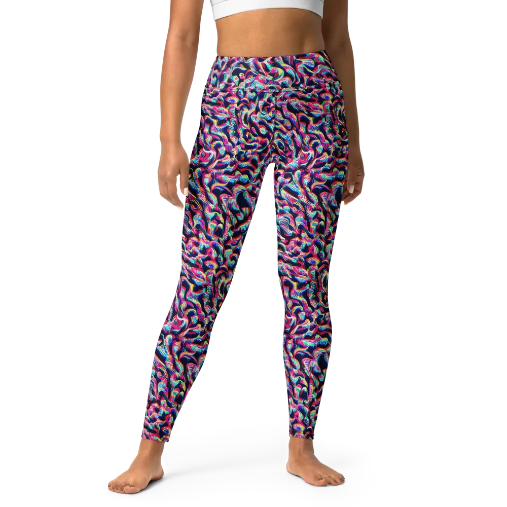 The Chromatic Wave on Yoga Leggings — Front