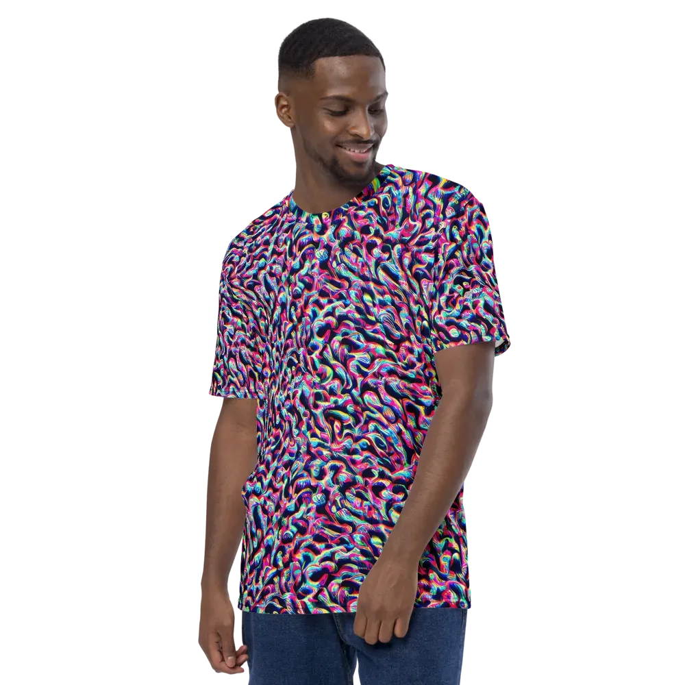 The Chromatic Wave on Men's Crew Neck T-Shirt — Left