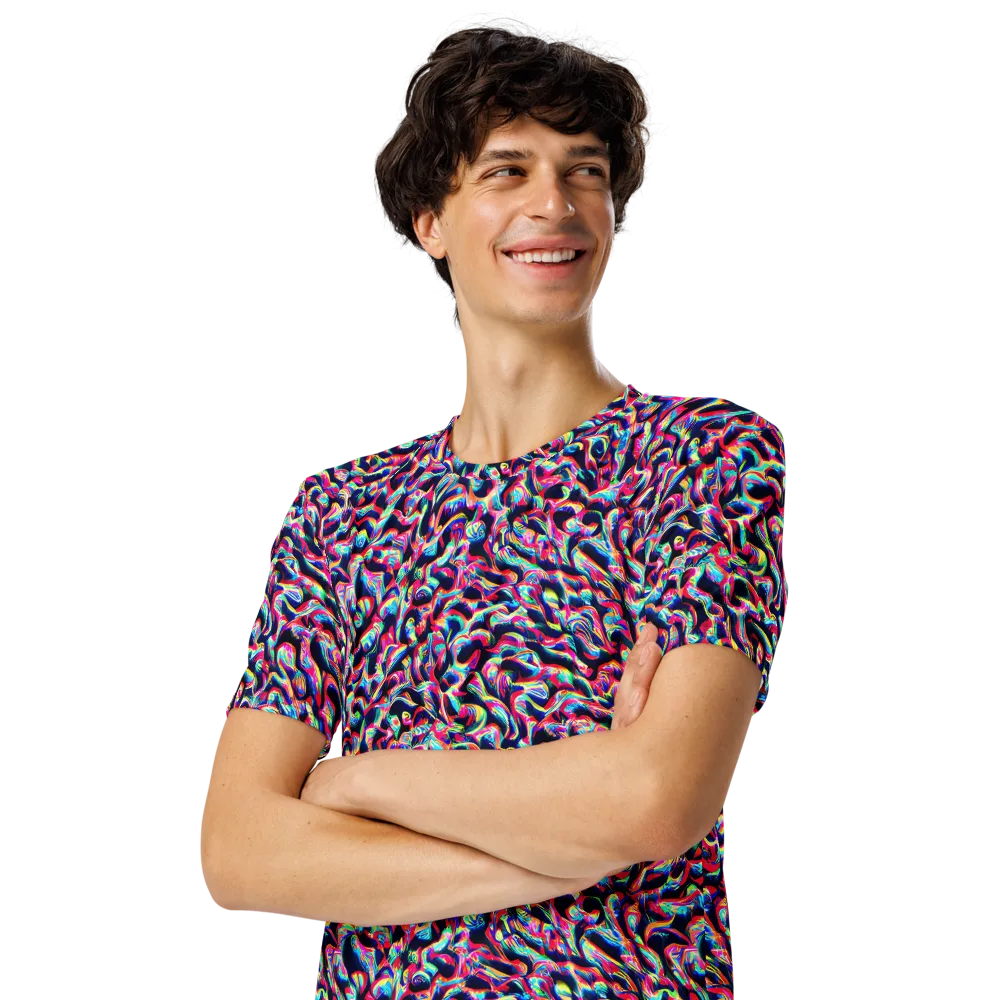 The Chromatic Wave on Men's Crew Neck T-Shirt — Left Front