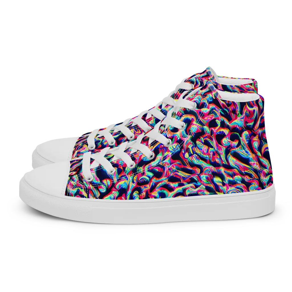 The Chromatic Wave on Men's High Top Canvas Shoes — Left