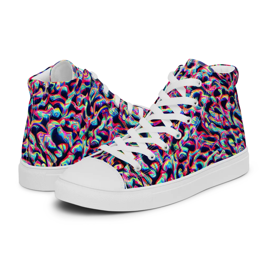 The Chromatic Wave on Men's High Top Canvas Shoes — Left