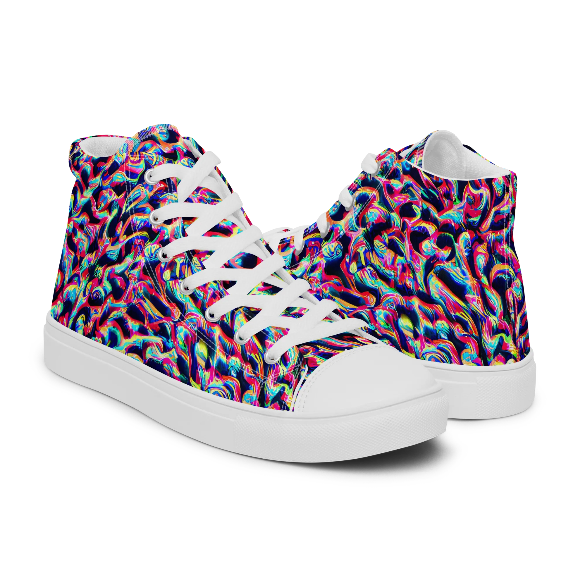 The Chromatic Wave on Men's High Top Canvas Shoes — Right