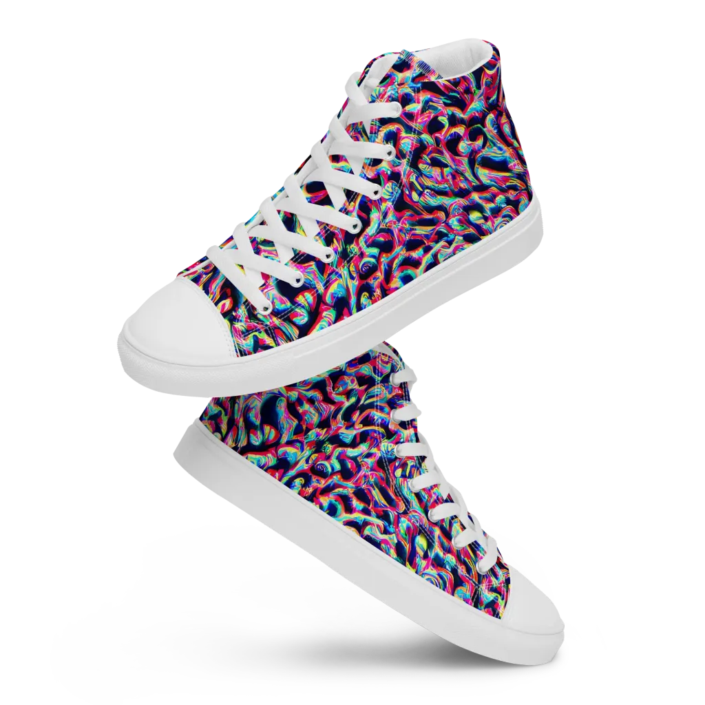 The Chromatic Wave on Men's High Top Canvas Shoes — Front