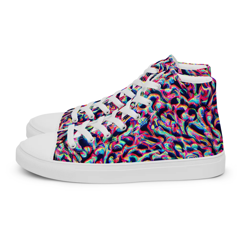 The Chromatic Wave on Women's High Top Canvas Shoes — Left