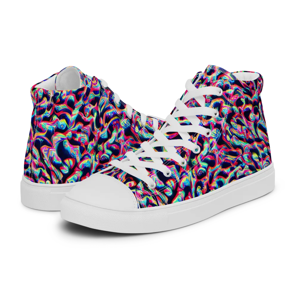 The Chromatic Wave on Women's High Top Canvas Shoes — Left