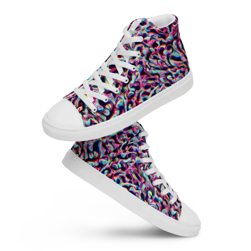 The Chromatic Wave on a Women's High Top Canvas Shoes