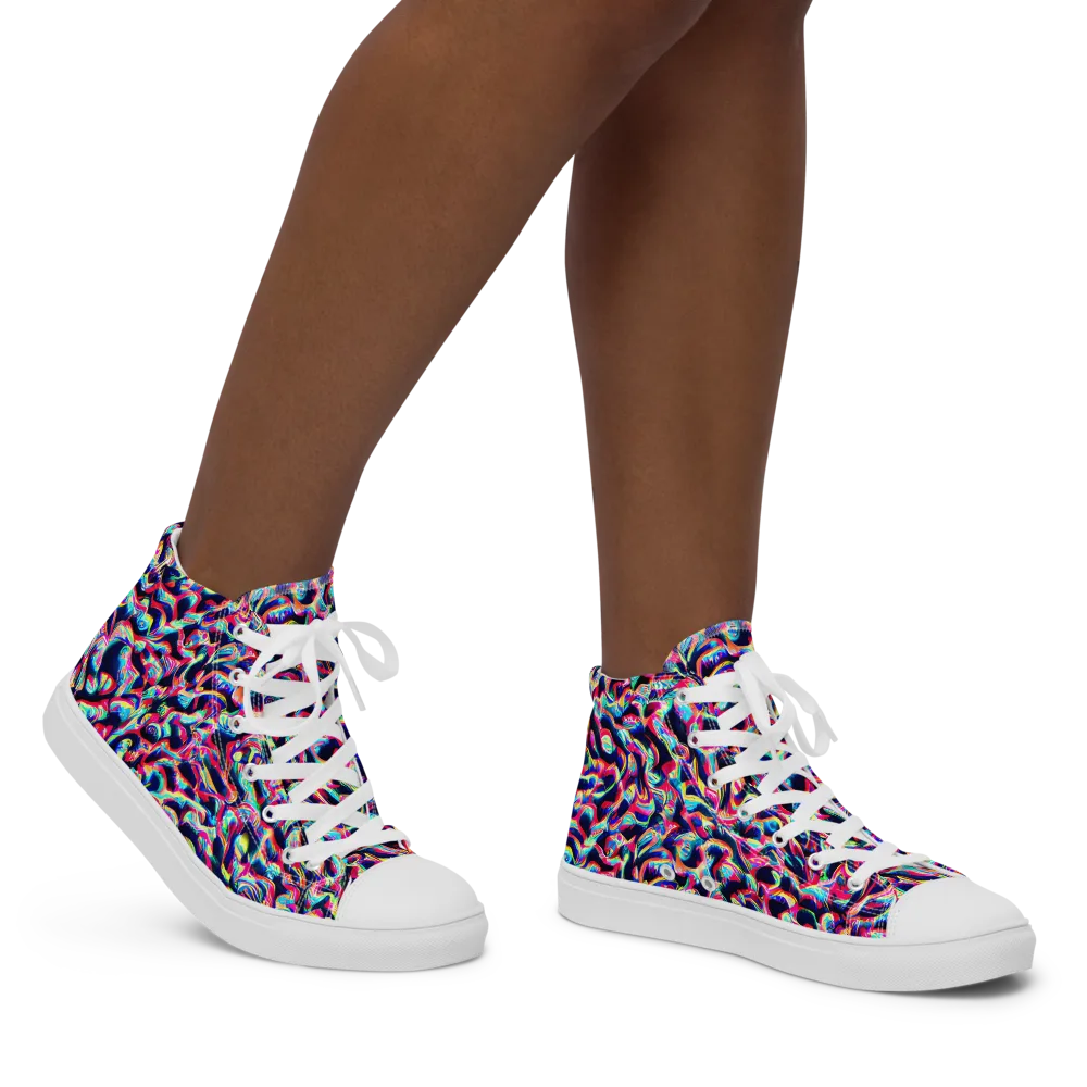 The Chromatic Wave on Women's High Top Canvas Shoes — Right