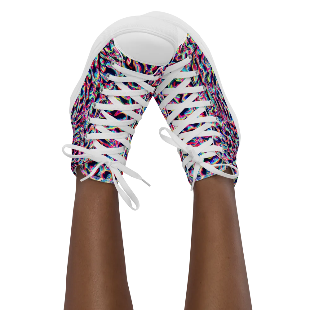 The Chromatic Wave on Women's High Top Canvas Shoes — Front