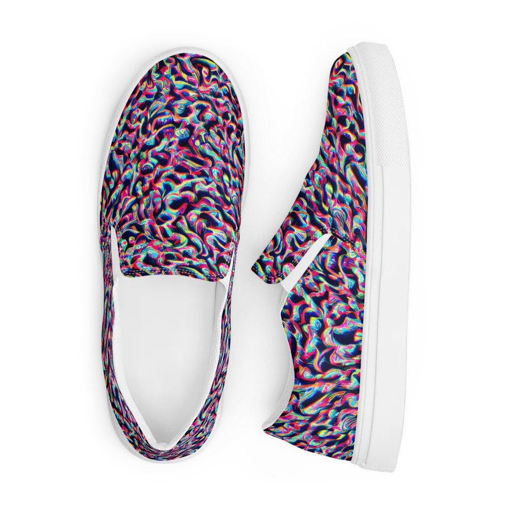 The Chromatic Wave on Men's Slip-On Canvas Shoes — Front