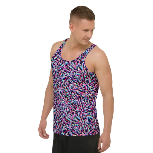 The Chromatic Wave on a Men's Tank Top