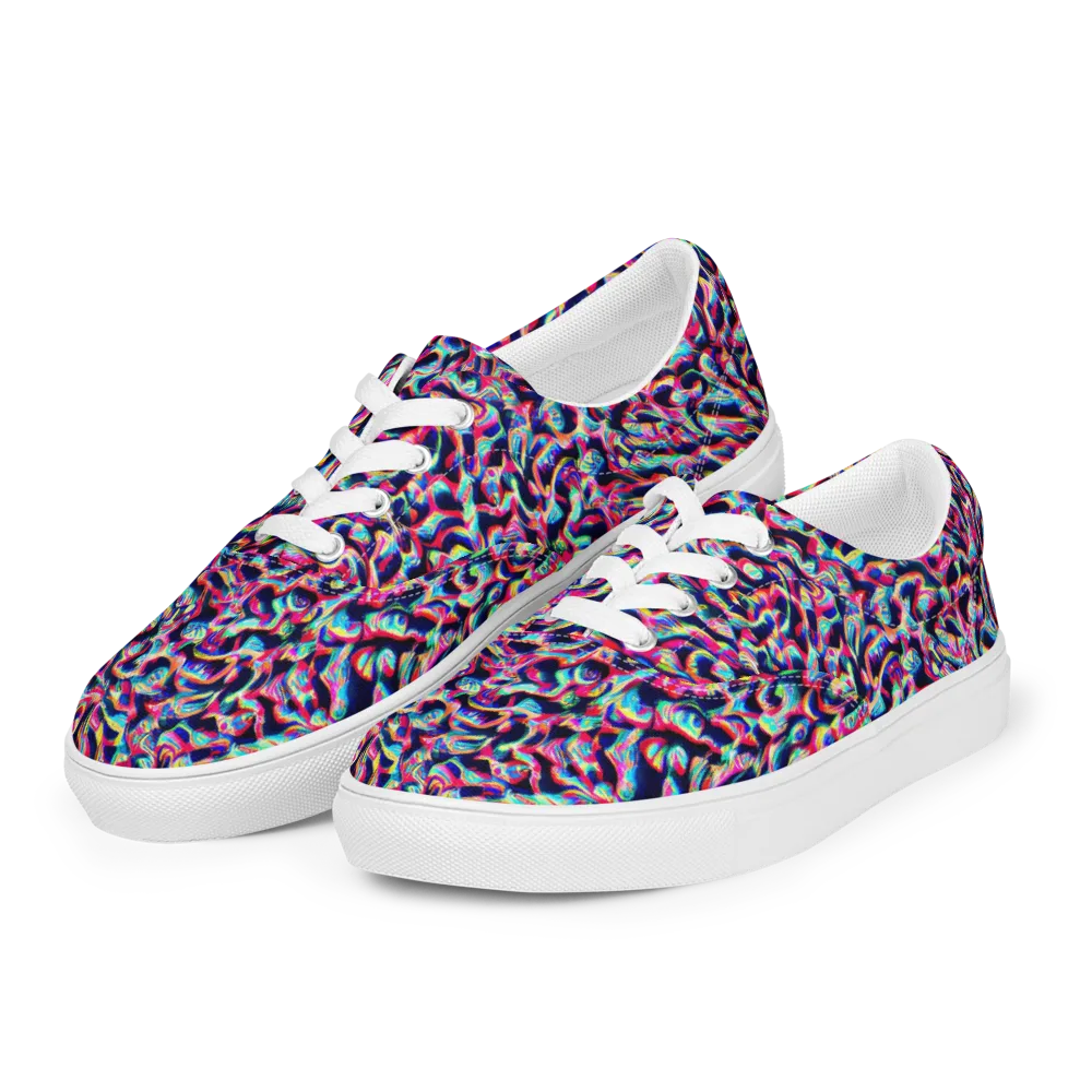 The Chromatic Wave on Men's Lace-Up Canvas Shoes — Left Front