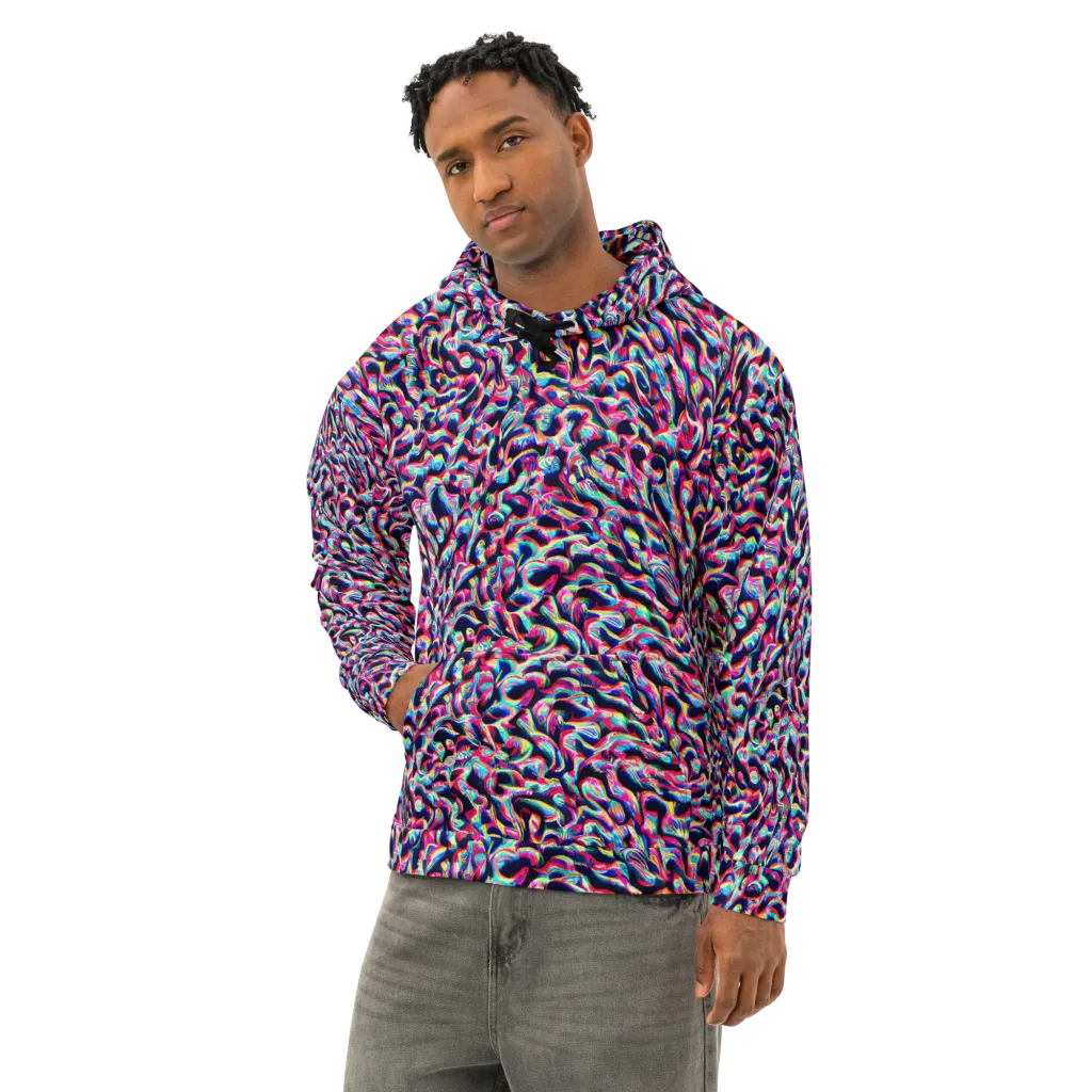 The Chromatic Wave on Cotton Hoodie — Left Front