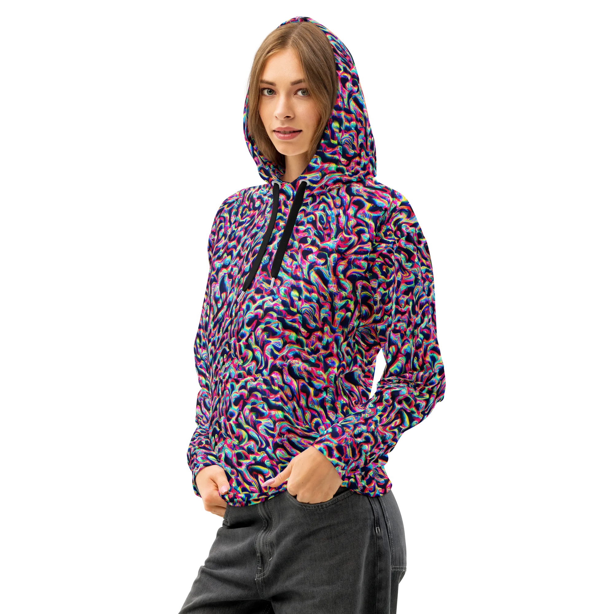 The Chromatic Wave on Cotton Hoodie — Left Front