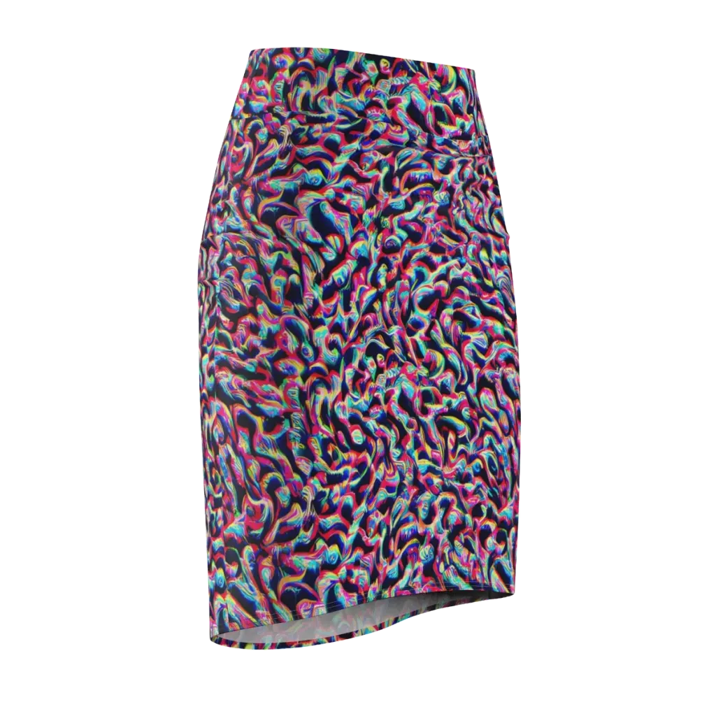 The Chromatic Wave on Pencil Skirt — Front Side
