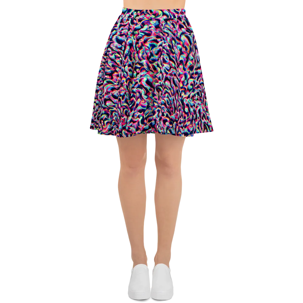 The Chromatic Wave on Skater Skirt — Front