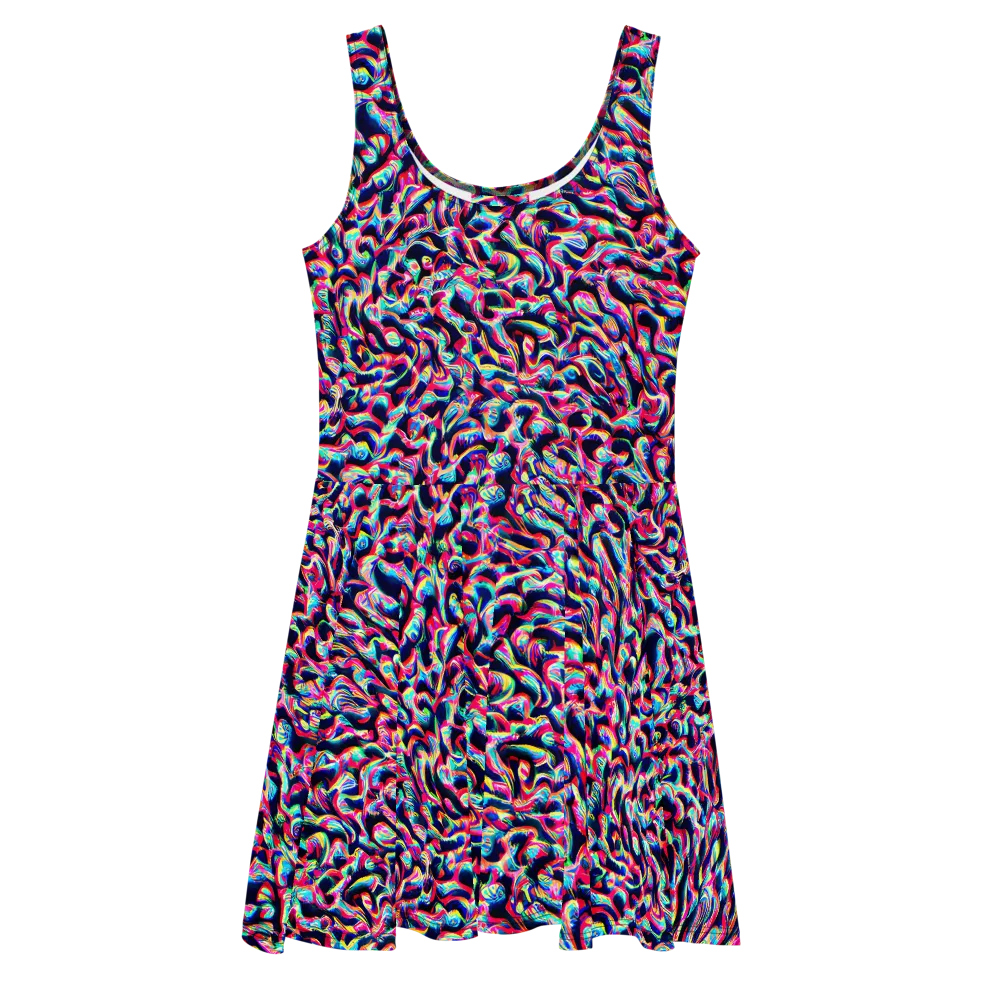 The Chromatic Wave on Skater Dress — Front