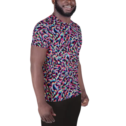 The Chromatic Wave on a Men's Athletic T-Shirt