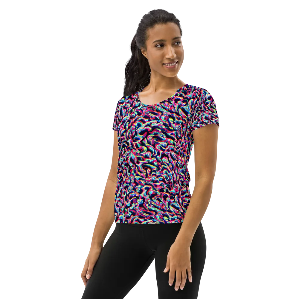 The Chromatic Wave on Women's Athletic T-Shirt — Left