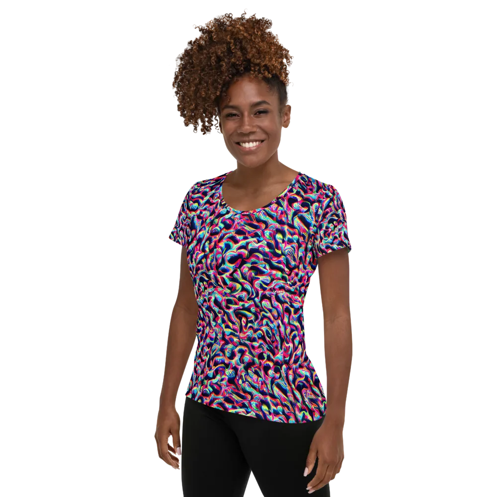 The Chromatic Wave on Women's Athletic T-Shirt — Left